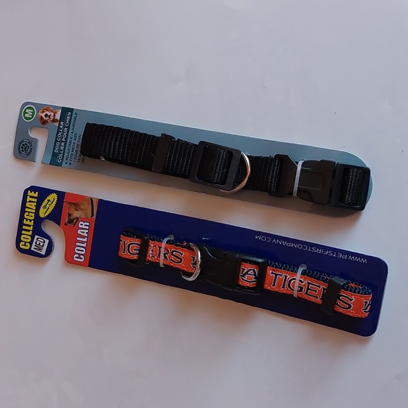 Collegiate Other - Bundle of 2 Dog Collars Size Medium Collegiate Texas Tigers and Plain Black NWT